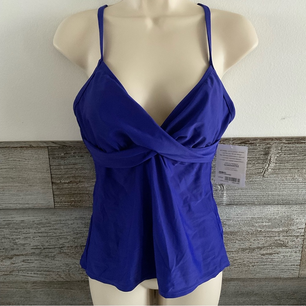 Athleta Bra Cup Wrap Tankini Swim Top, 36B/C Sapphire Blue NWT